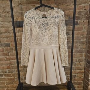 Bebe Pink Sleeved Lace Dress